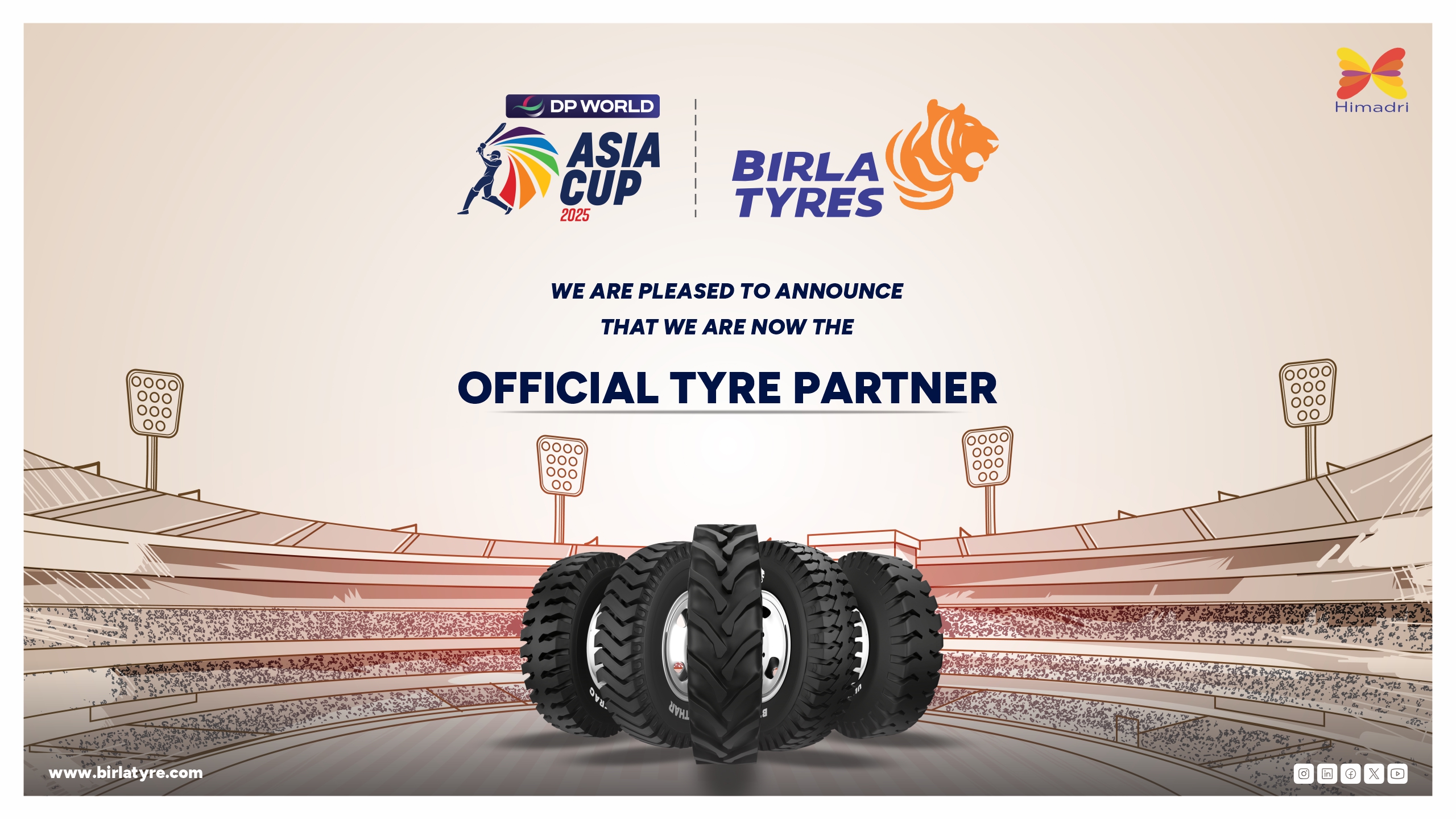 Birla Tyres Celebrates Cricket Fever with Landmark Sponsorship Deal at DP World Asia Cup 2025