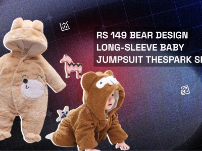 rs 149 bear design long-sleeve baby jumpsuit thespark shop